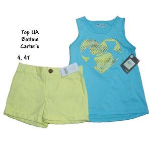 4/4T UA & Carters Little Girls 2 pc Short Set